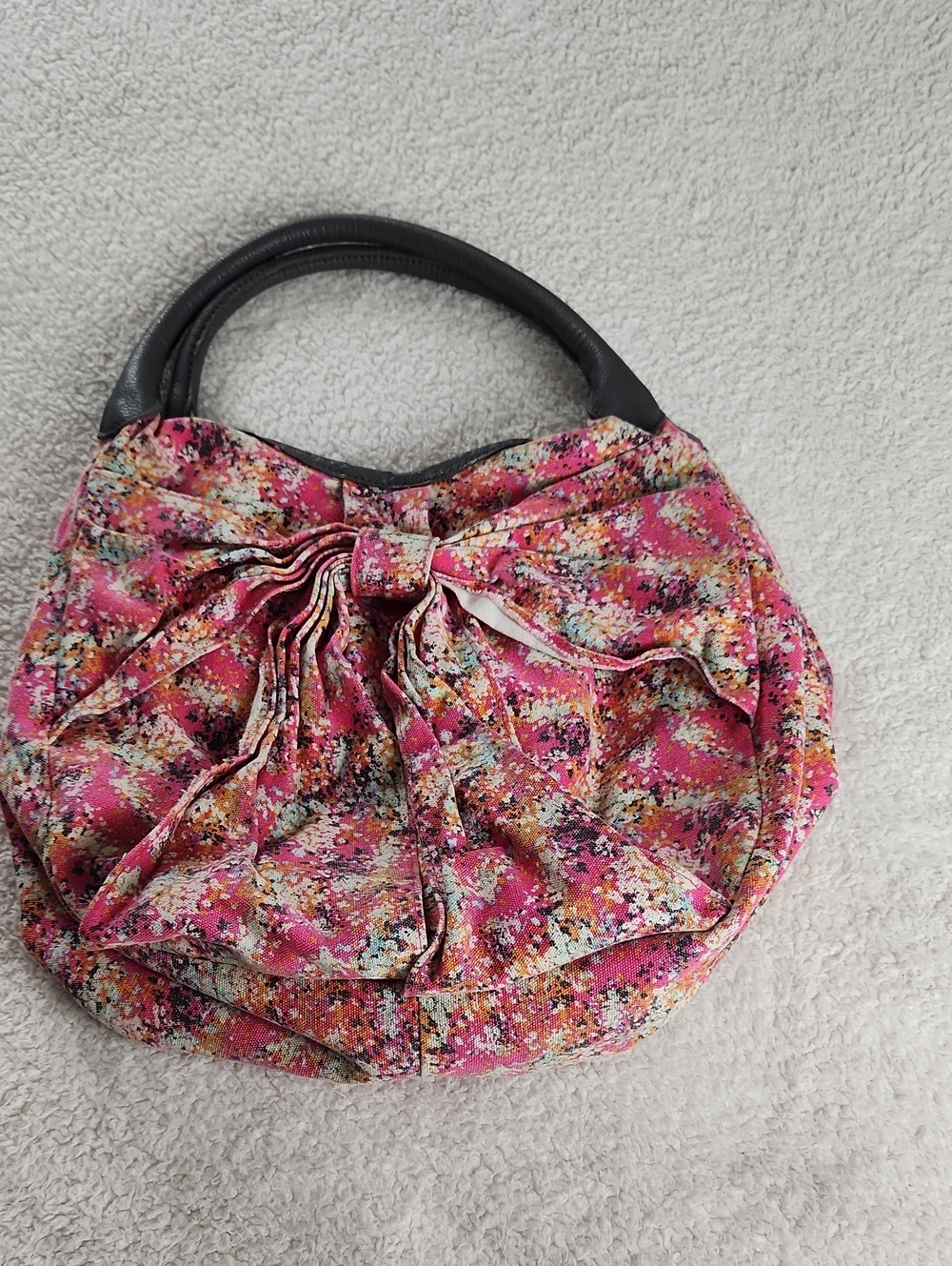 Candie's Pink Gray White Orange Bow-Front Women's Handbag